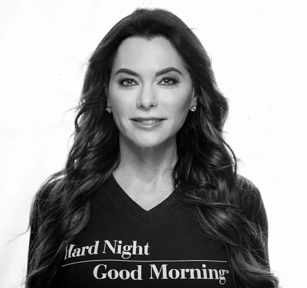 Black and white portrait of D'Andra Simmons