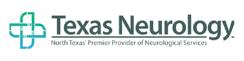 Texas Neurology logo with a teal-blue cross icon and the tagline 'North Texas' Premier Provider of Neurological Services'.