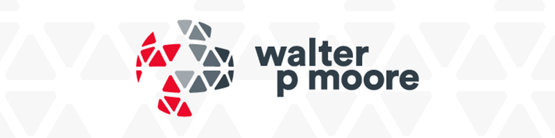 Walter P Moore logo: a red and gray geometric sphere to the left and 'walter p moore' in dark letters to the right.