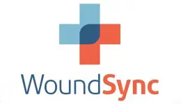Woundsync Logo with a Blueorange Cross Symbol Above the Brand Name Woundsync